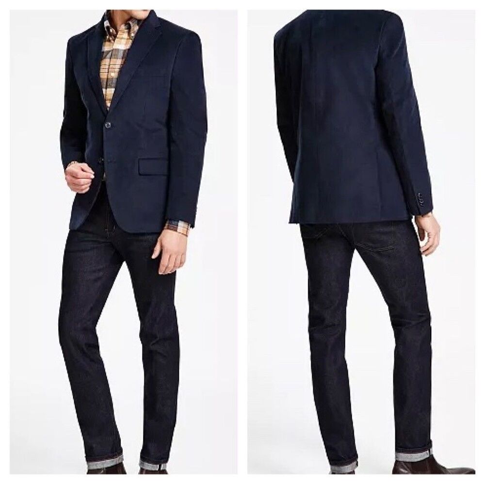 Tommy Hilfiger Mens TH Flex Modern Fit Blue Corduroy SportCoat Blazer Jacket 40R